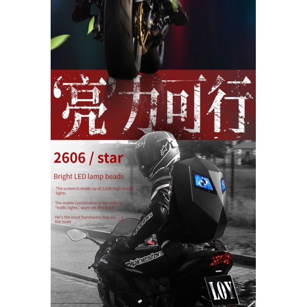 LED Backpack Bluetooth Waterproof Hard Shell Iron Man Cool Motorcycle Riding Black LED Rider Backpack