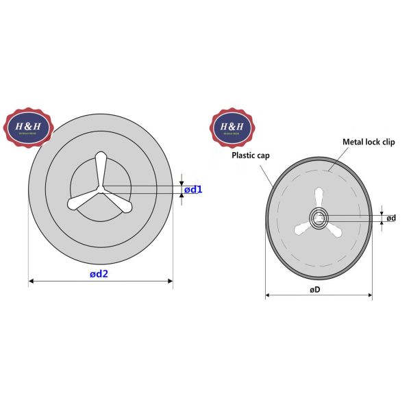 3 Slots Washers 38mm Stainless Steel Clip With Plastic Cap For Fixing Weld Pins