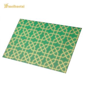 EN Standard Etched Stainless Steel Sheet with Green Black Plating 1219x3048mm Size and 70 Micron PVC Film