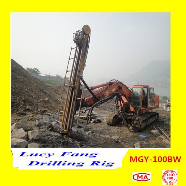 China Hot Multifunction MGY-100BW Excavator Mounted soil and rock anchor DTH drilling rig