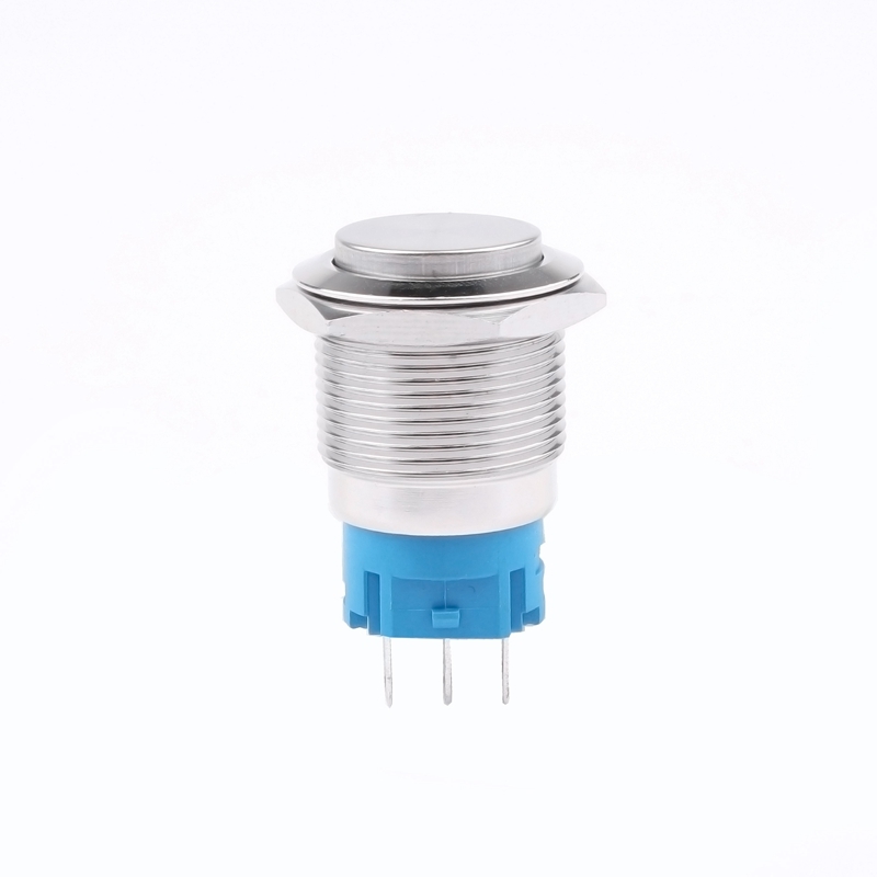 HONGYE HYBD19-PS Dia 19mm Stainless Steel Waterproof Push Button 3 Pin 1NO1NC IP65 Self-Locking Electronic Structure 250V LED