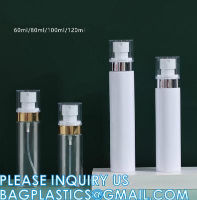 Cosmetic Spray Bottles PET Plastic 60ml 80ml 100ml 120ml Gold Plating Pump Water Liquid Spray Bottle OEM