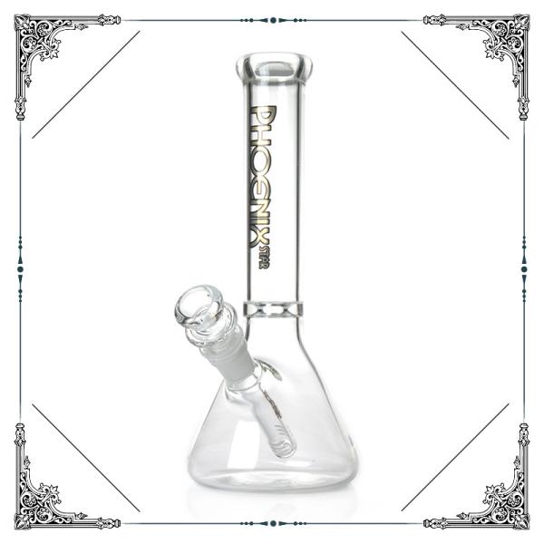 Phoenix Clear Glass Beaker Bong  Smoking  Water Pipe Cheap Glass Hookah Bongs10''