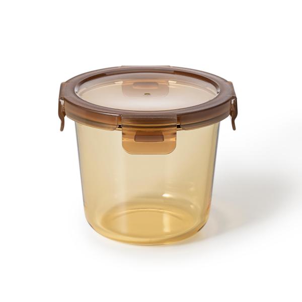 Amber Color Glass Food Storage Containers Set Stackable With 4 Lock PP Lid
