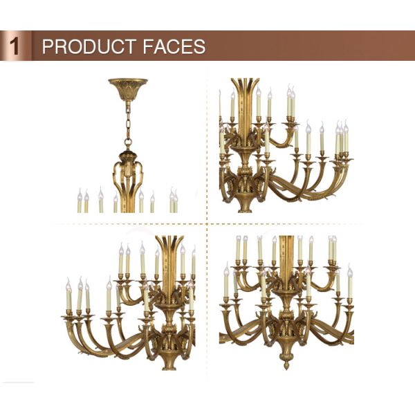 Brushed brass chandelier America Style For Hotel Project Lighting Fixtures (WH-PC-02)