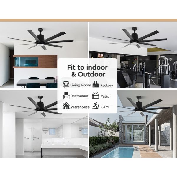 Economia de energia preta do perfil baixo lâminas plásticas do fã de teto 8 de 64 polegadas