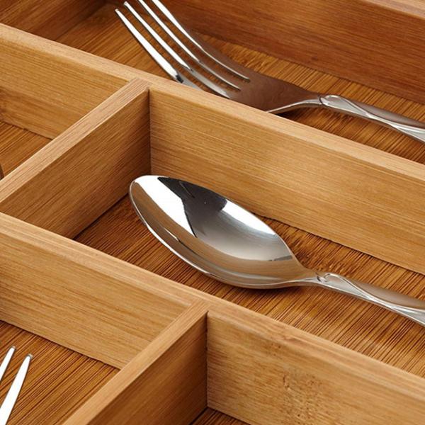 100% Pure Bamboo Expandable, kitchen Utensil - Cutlery and Utility Bamboo Drawer Organizer