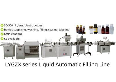 Pharma Liquid Filling Machine For 30-500ml Volume Disinfect Plastic Or Glass Vials Bottles With GMP