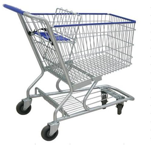 Heavy Duty Supermarket Carts Wire Unfolding Shopping Baskets On Wheels