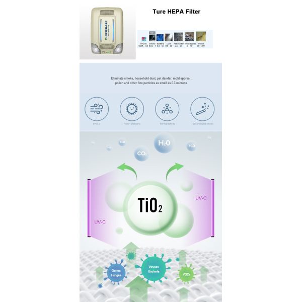 Purificateur d'air pour voiture HEPA Anion 24V 12V