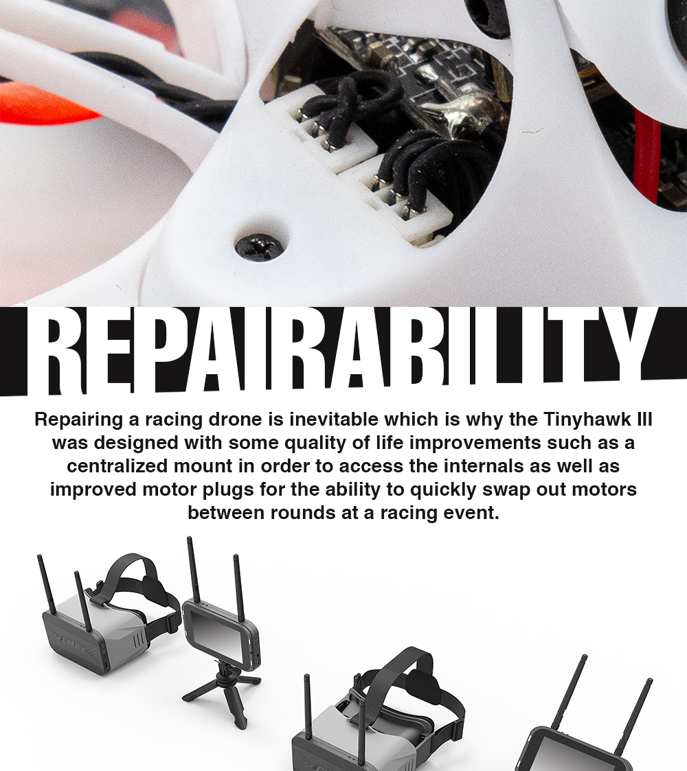 Tinyhawk Iii Rtf Kit 3 Fpv Racing Drone with F4 15000kv Runcam Nano 4 25-100-200mw Vtx 1-2s Frsky D8 Controller Goggles