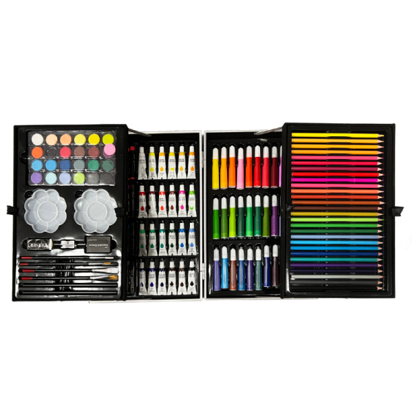 Art Supplier 145PCS Deluxe Aluminium Case Drawer School Painting Tools Kids Art Set