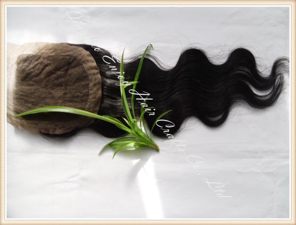 100% human virgin hair 4''x4''silk base lace top closure natural color body wave