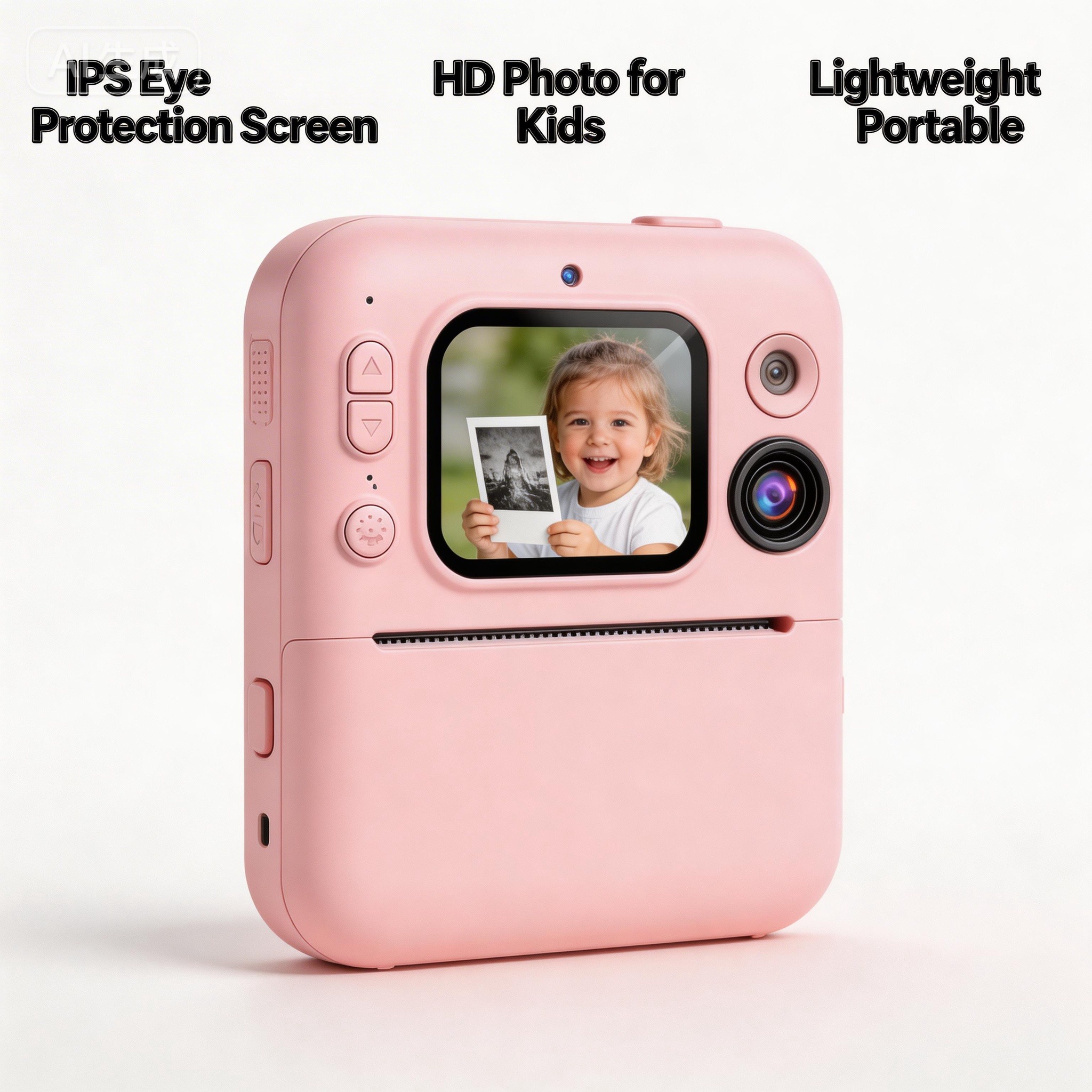 Kids Polorid Camera Full HD CCD Instant Print Thermal Paper Printing Selfie Flash Eye Protection IPS Screen 120 Wide Angle 3