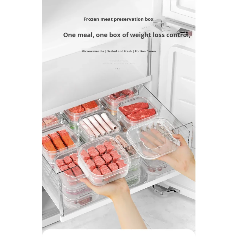 Modern Portable Reusable Plastic Meal Prep Organizer Containers with Lids for Kitchen Frozen Food Storage