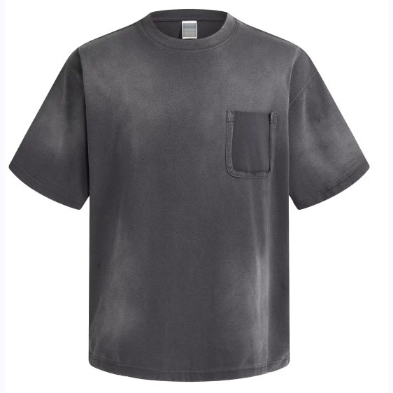 Mist Spray Vintage Wash T Shirt Gradient Streetwear Oversized T Shirt 275GSM