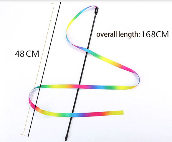 Interactive Cat Toy Classic Rainbow Rope Cat Teaser Stick for Cat and Kitten Exercise