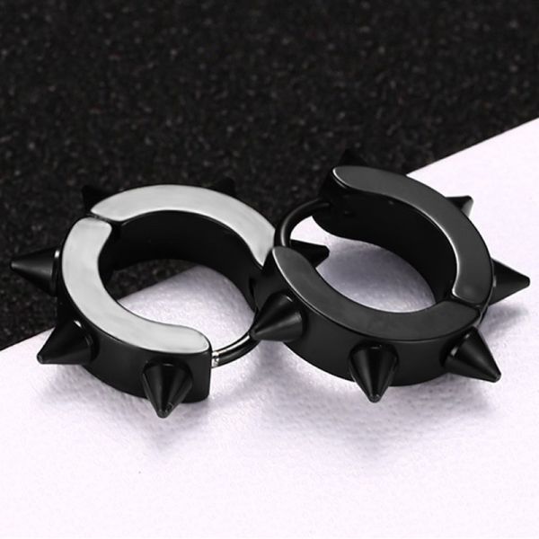 Meaeguet Black Gothic Punk Stud Earrings For Women Men 316L Stainless Steel Rivet Spike Earrings Rock Party Jewelry