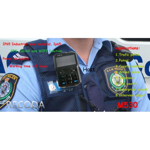 RECODA M503 64G Micro SD - card body worn camera police Support GPS 4G WIFI Function