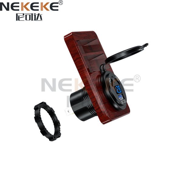 Dual PD 45W Marine Power Socket with QC 3.0 Charging Ports and LED Voltmeter for Cars and Boats