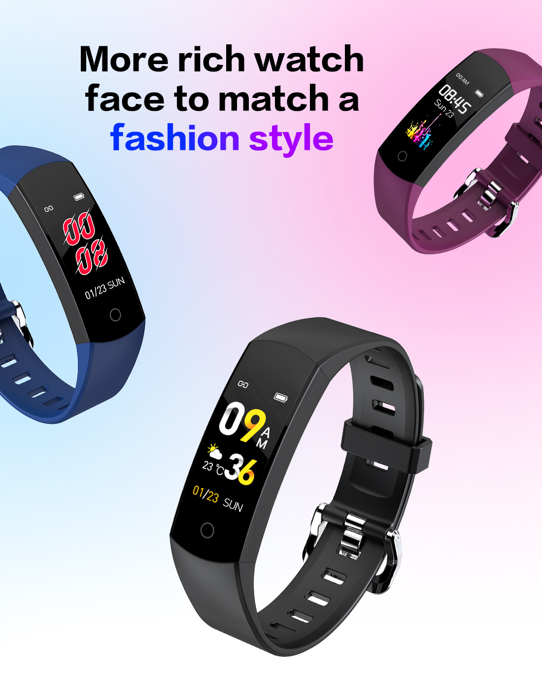 Дозор температуры тарифа сердца Smartwatch отслежывателя фитнеса дисплея цвета 80mAh 0,96 дюймов