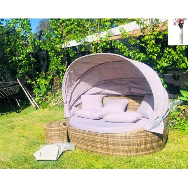 Outdoor recliner garden PE rattan sofa outdoor beach recliner balcony swimming pool lazy bed outdoor large round bed