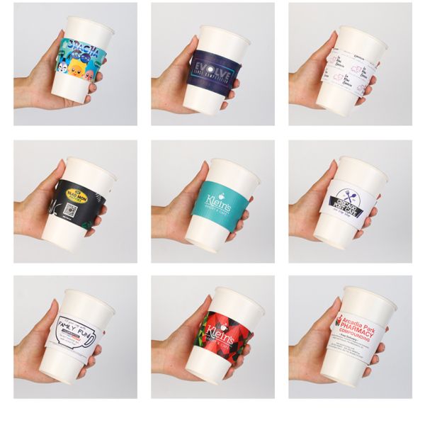 Full Color Printed Eco-Friendly Recycled Kraft Double Wall Corrugated Paper Cup Sleeves