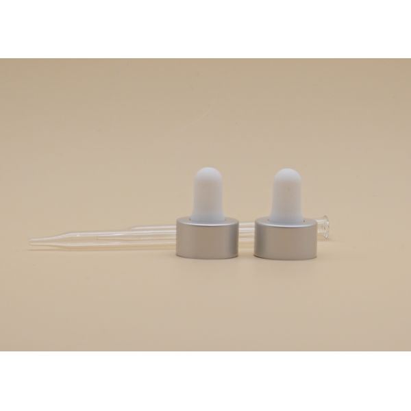 Капельница 20 масла алюминиевого серебра Матт стеклянная/400 с белым центриком силикона