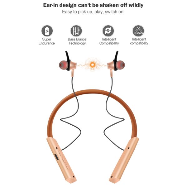 JL Chipset Neckband In Ear Headphones 110mAH Wireless Bluetooth Earphone