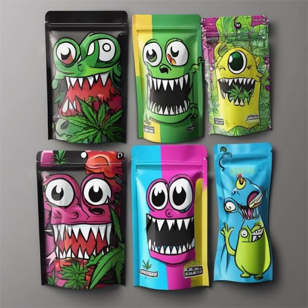 Glossy Gravure Printed Herb Packaging Bags with Moisture Barrier Holographic Effect
