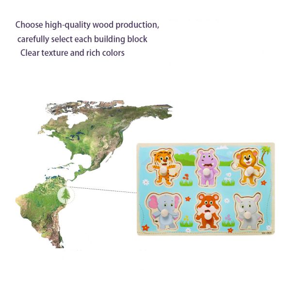 Игрушки Unisex 15cm деревянных животных мозаик деревянные воспитательные