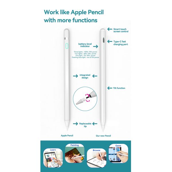 Painted Aluminum Stylus Pen For Ipad 0.9cm Diameter Bluetooth Connection