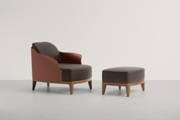 Comfortable Cocoon L Fiberglass Arm Chair With Solid Walnut Base And Legs