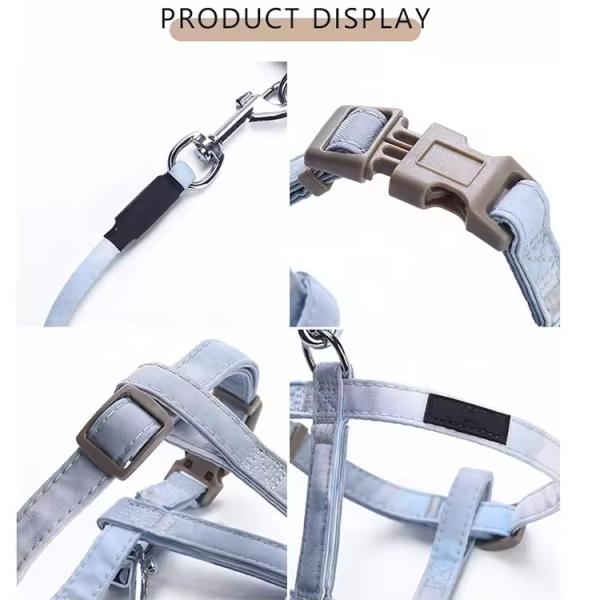 Dog Collar Harness And Leash Set Reflective Adjustable Cat Harness And Leash Set
