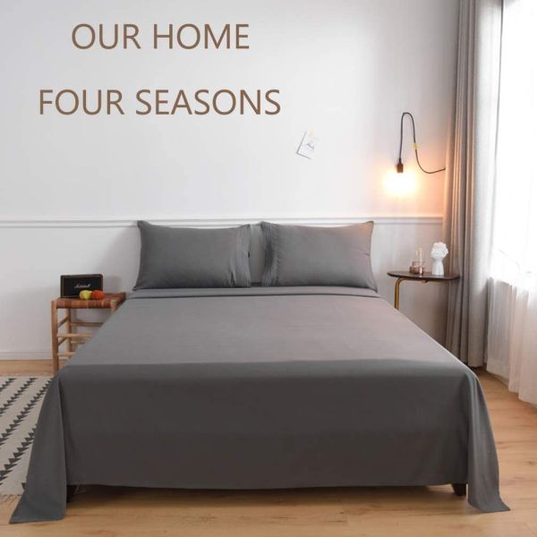 Embroidery 1800 Thread Count 100% Microfiber Sheet Set 3/4pcs for All-Season Sleeping