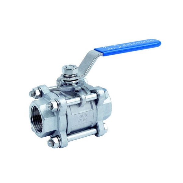 Full Port 3 Piece Stainless Steel Ball Valve , Gas / Water 1 / 4 Inch Ss Ball Valve
