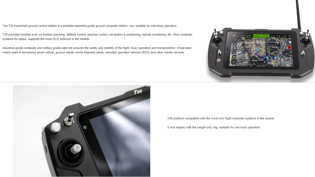 New T20 Hand-held Ground Robots Control Station Portable Industrial Grade Computer Emotely Operated Vehicles ROV Survey