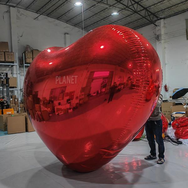 Customized Colorful Inflatable Heart Mirror Ball Hanging Mirror Sphere Balloon For Wedding Decoration