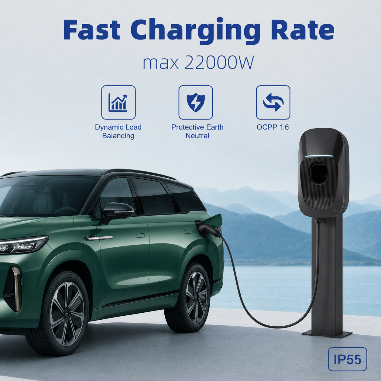 Compact Wall-mounted EV Charger Providing Space Electric Vehicle Charging Solutions for Urban Residential and Commercial Properties