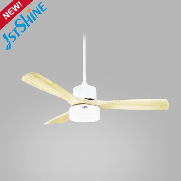 1stshine 220V DC 52 Solid Wood Blades Ventilador de teto com luz e luz LED de 3 cores