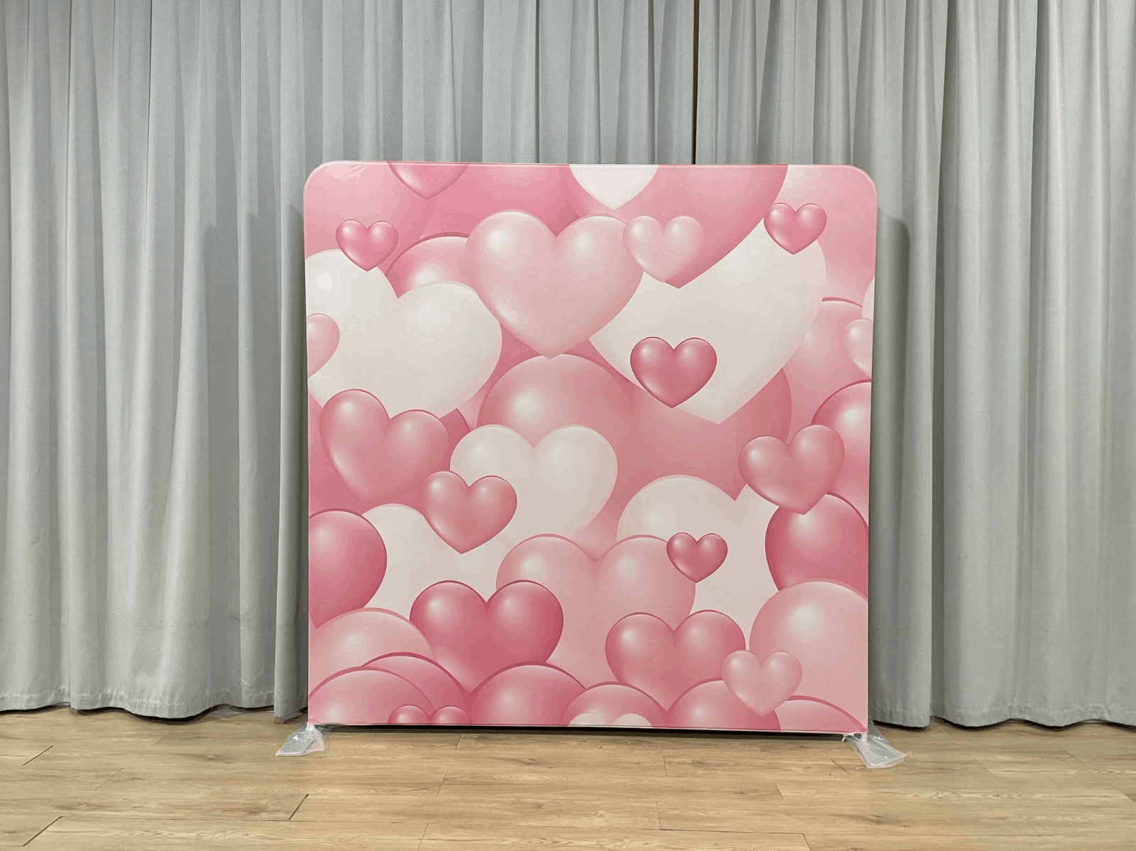Polyester 8x8 Photo Booth Backdrop Glowing Hearts Pillowcase Backdrop Stand