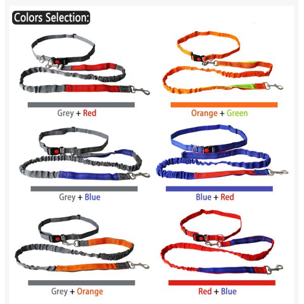 Adjustable Hand Free Outdoor Running Nylon Retractable Dog Leashes Waist Belt Running Bungee Dog Leash