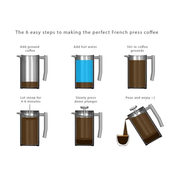 Stainless Steel French Press Pot Laser Logo SS304 800ml / 1000ml