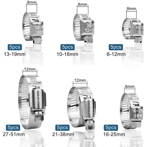 16-300mm INCH Measurement System Stainless Steel Pipe Clamp with Slotted Head Screw Hose Clamp Standard or Nonstandard
