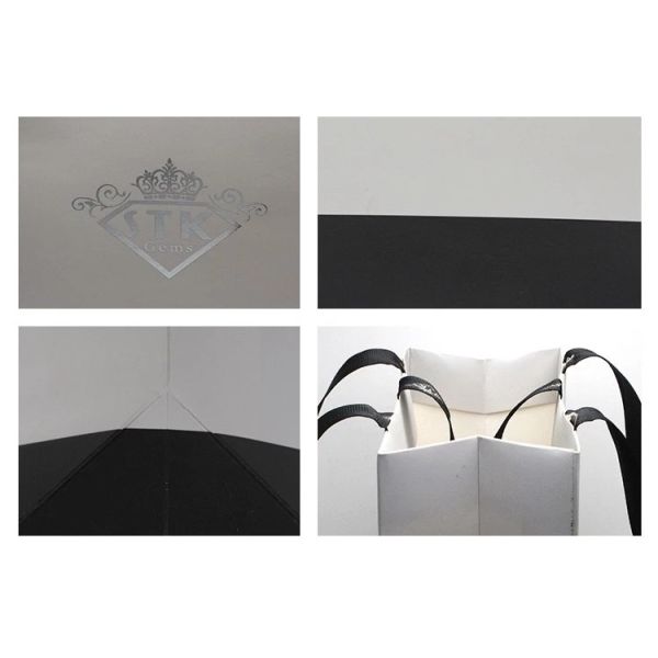 150 * 160 * 80mm Recycled Coated Paper Bags , Black / White Retail Bags With Logo