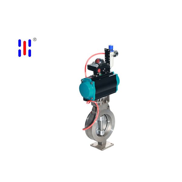 150LB Air Actuated Butterfly Valve Viton Seated Double Offset Pneumatic Control
