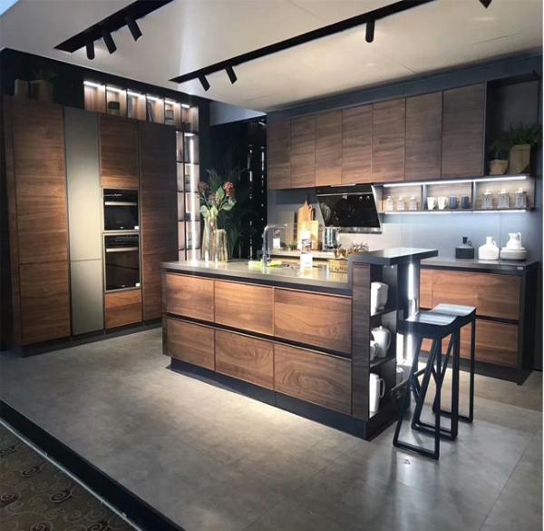 Walnut kitchen cabinet,handleless kitchen cabinet,kitchen cabinets direct from china,countertops kitchen