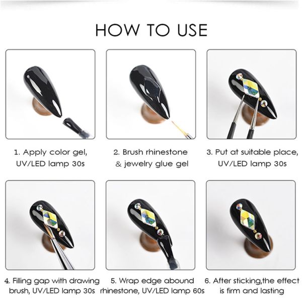 DIY Nails Made Easy with Clear UV Gel and Crystal Rhinestone Glue Custom Logo Included