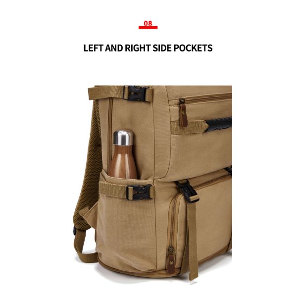 56-77 литров Винтажный холст Ноутбук рюкзак Хаки цвет водонепроницаемость