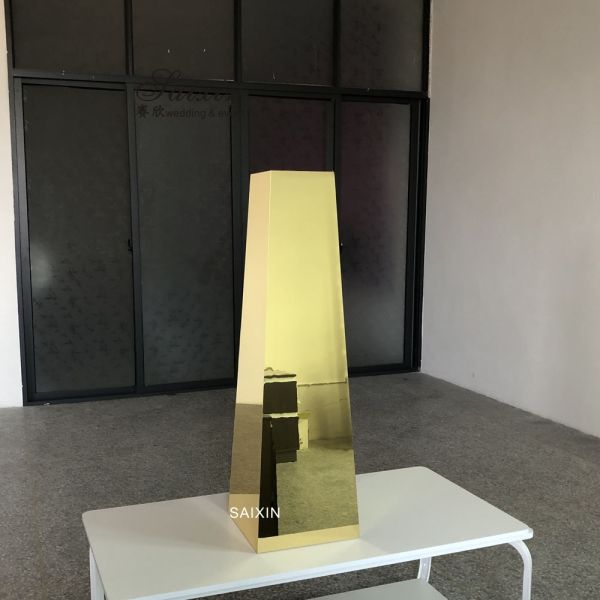 ZT-566 Nuevo diseño de la pieza central de la boda pilar de espejo de oro para el arreglo de flores